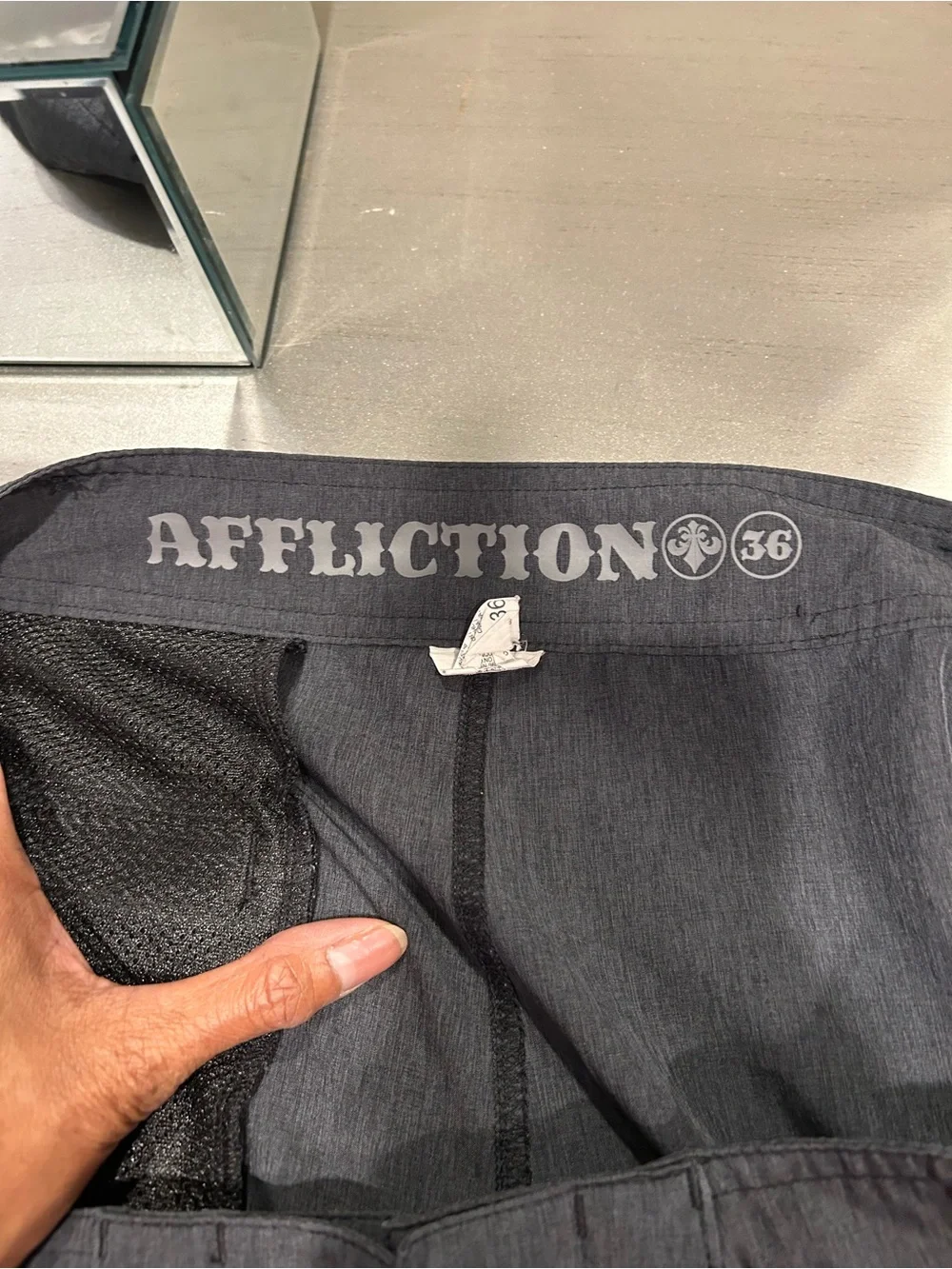 Affliction Men's Black American Flag Swim Board Shorts